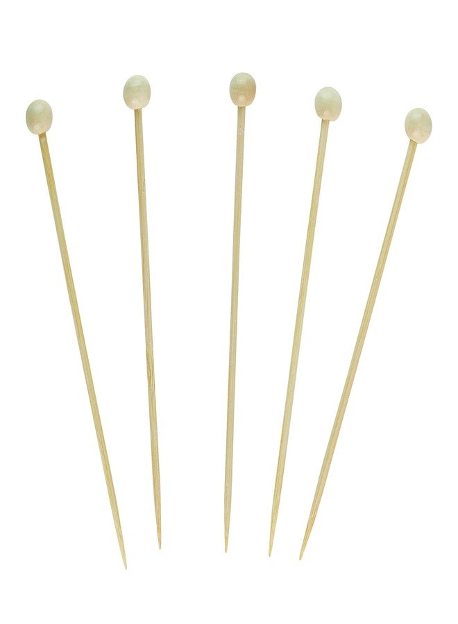 Plasticpro Cocktail Picks Bamboo Toothpicks with Ball End for Cocktails, Appetizers, Fruits, Dessert, 3.5 inches Pack of 200 - Image 1